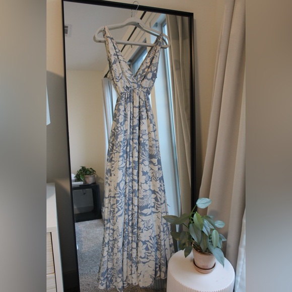Light Blue Floral Flowy Maxi Dress - Picture 4 of 7